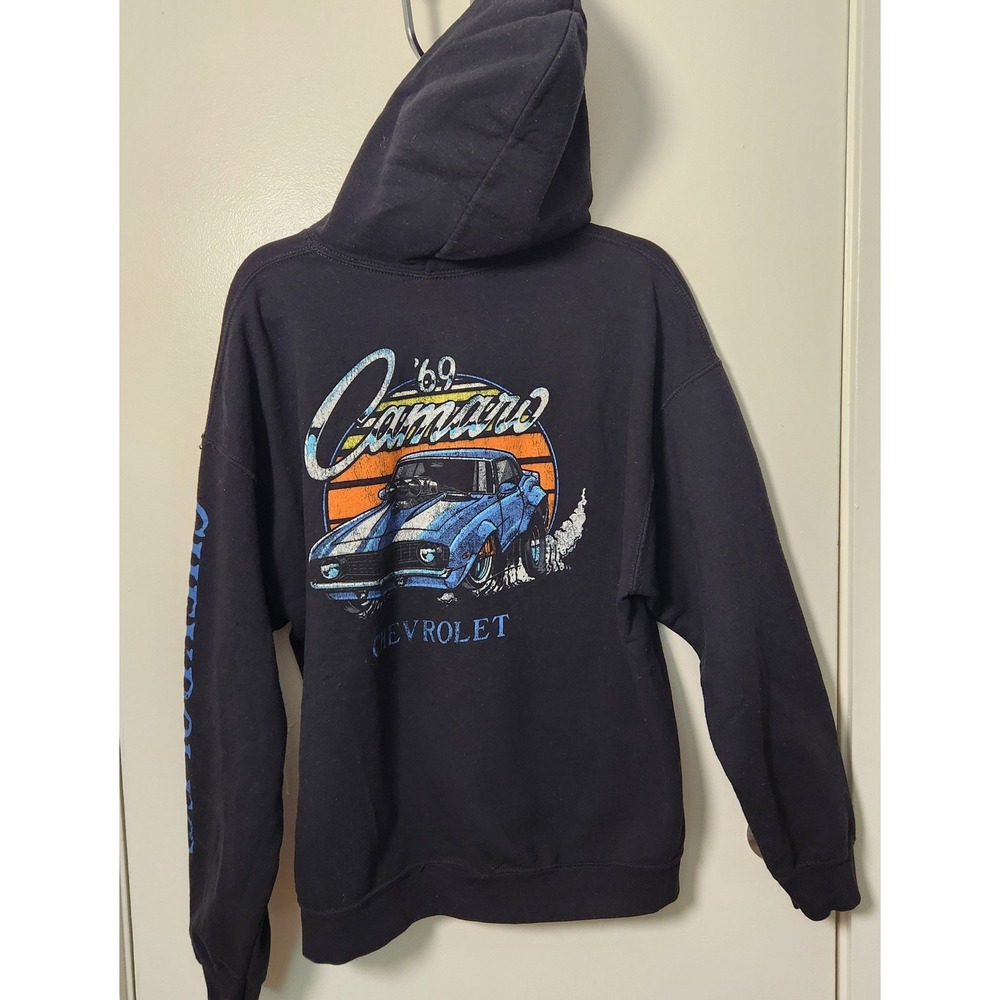 Vintage GM 1969 Cheverolet Camaro XL Black Graphic Hoodie Men's Unisex Grunge